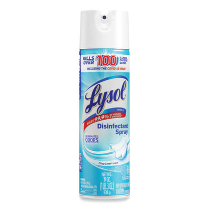 Disinfectant Spray, Crisp Linen, 19 oz Aerosol Spray, 12/Carton