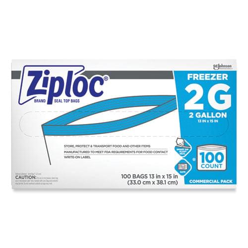 Double Zipper Freezer Bags, 2-gal, 2.7 mil, 13" x 15.5", Clear, 100/Carton