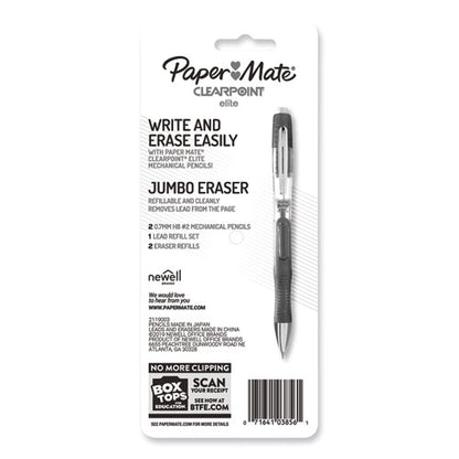 Clear Point Elite Mechanical Pencils, 0.7 mm, HB (#2), Black Lead, Blue and Green Barrels, 2/Pack