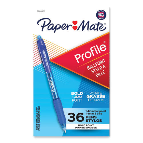 Profile Ballpoint Pen, Retractable, Bold 1.4 mm, Blue Ink, Blue Barrel, 36/Pack