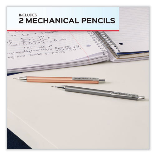 Advanced Mechanical Pencils, 0.5 mm, HB (#2), Black Lead, Black; Gray Barrel, 2/Pack