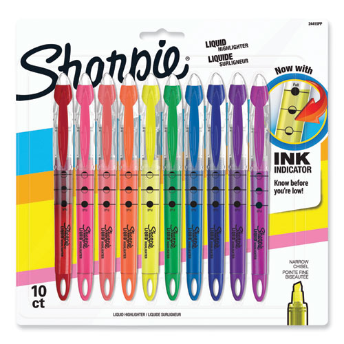 Liquid Pen Style Highlighters, Assorted Ink Colors, Chisel Tip, Assorted Barrel Colors, 10/Set