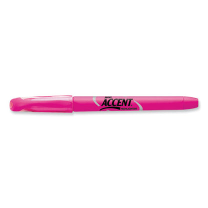 Pocket Style Highlighters, Fluorescent Pink Ink, Chisel Tip, Pink Barrel, Dozen