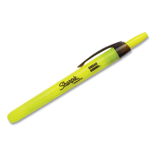 Retractable Highlighters, Fluorescent Yellow Ink, Chisel Tip, Yellow/Black Barrel, Dozen