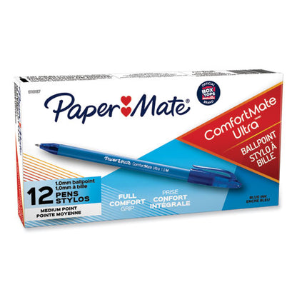 ComfortMate Ultra Ballpoint Pen, Stick, Medium 1 mm, Blue Ink, Blue Barrel, Dozen