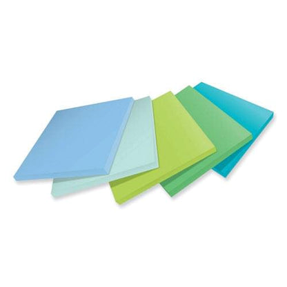 100% Recycled Paper Super Sticky Notes, 3" x 3", Oasis, 70 Sheets/Pad, 5 Pads/Pack