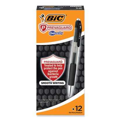 PrevaGuard Gel-ocity Retractable Gel Pen, Medium 0.7 mm, Black Ink, Clear/Black Barrel, Dozen