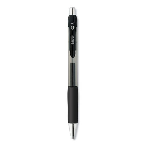 PrevaGuard Gel-ocity Retractable Gel Pen, Medium 0.7 mm, Black Ink, Clear/Black Barrel, Dozen