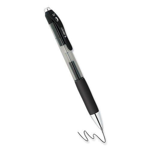 PrevaGuard Gel-ocity Retractable Gel Pen, Medium 0.7 mm, Black Ink, Clear/Black Barrel, Dozen