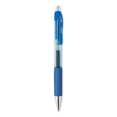 PrevaGuard Gel-ocity Retractable Gel Pen, Medium 0.7 mm, Blue Ink, Clear/Blue Barrel, Dozen