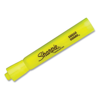 Tank Style Highlighters, Fluorescent Yellow Ink, Chisel Tip, Yellow Barrel, 5/Pack