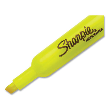 Tank Style Highlighters, Fluorescent Yellow Ink, Chisel Tip, Yellow Barrel, 5/Pack