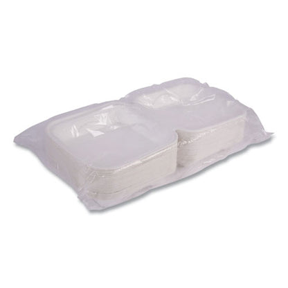 Vanguard Renewable and Compostable Sugarcane Clamshells, 1-Compartment, 9 x 9 x 3, White, 200/Carton