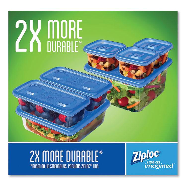 Ziploc 48-piece Plastic Containers with Lids Variety Pack, Assorted Sizes, Clear Base/Blue Lid