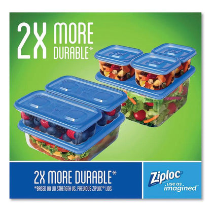 Ziploc 48-piece Plastic Containers with Lids Variety Pack, Assorted Sizes, Clear Base/Blue Lid