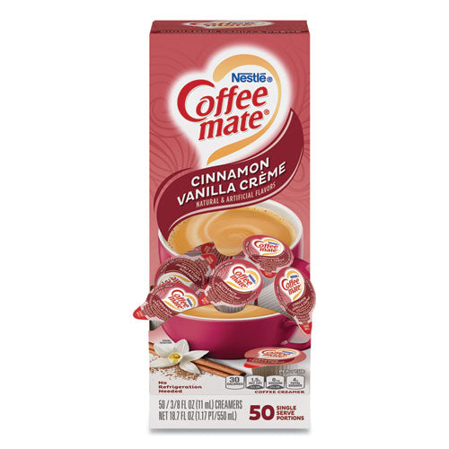 Liquid Coffee Creamer, Cinnamon Vanilla, 0.38 oz Mini Cups, 50/Box, 4 Boxes/Carton, 200 Total/Carton