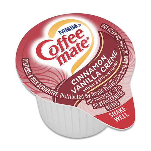 Liquid Coffee Creamer, Cinnamon Vanilla, 0.38 oz Mini Cups, 50/Box, 4 Boxes/Carton, 200 Total/Carton